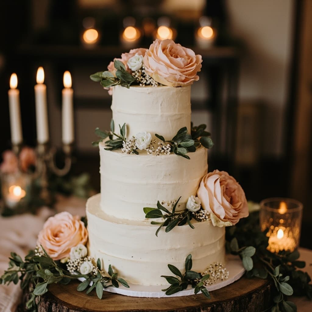 Three-tier wedding cake