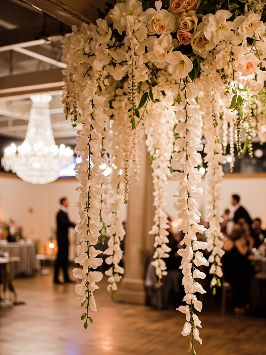 Suspended floral installation